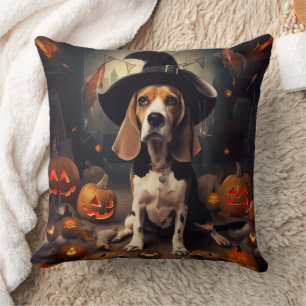 Cojín Decorativo Calabazas Beagle Halloween Espeluznantes