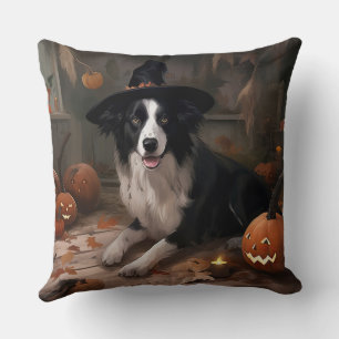 Cojín Decorativo Calabazas Border Collie Halloween Espeluznante