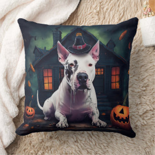 Cojín Decorativo Calabazas Bull Terrier Halloween Espeluznante