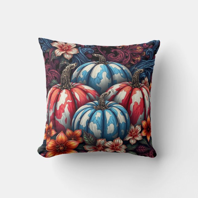 Cojín Decorativo Calabazas Camo Del 4 De Julio (Anverso)