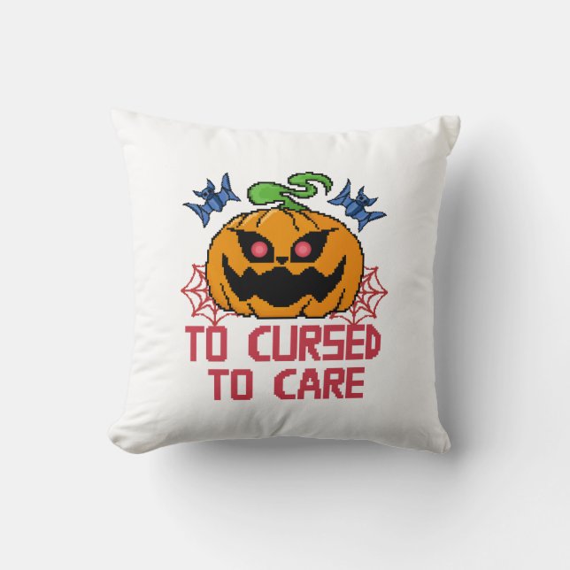 Cojín Decorativo Calabazas, cráneos y murciélagos de arte de piano (Anverso)