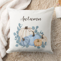 Calabazas de Acuarela Azul y Naranja Otoño