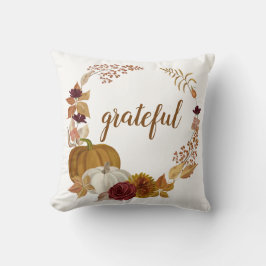 Cojín Decorativo Calabazas de Acuarela Boho de Acción de Gracias Ag