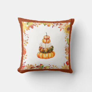 Cojín Decorativo Calabazas de acuarela de granja otoñal