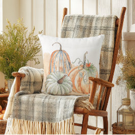 Cojín Decorativo Calabazas de Acuarela de Otoño