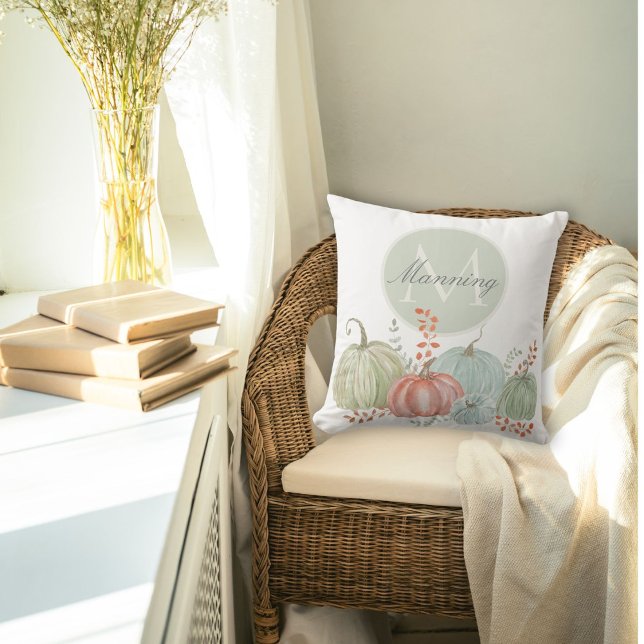 Cojín Decorativo Calabazas de agua monograma otoño (Subido por el creador)