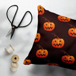 Cojín Decorativo Calabazas de Halloween, Calabazas Naranjas Truco o