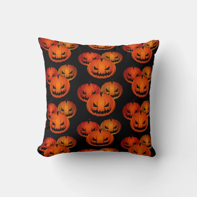Cojín Decorativo Calabazas de Halloween con miedo (Anverso)