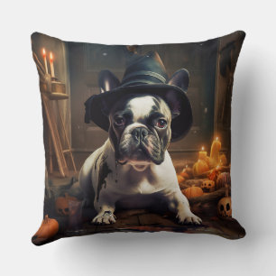 Cojín Decorativo Calabazas de Halloween de Bulldog Francés Espeluzn