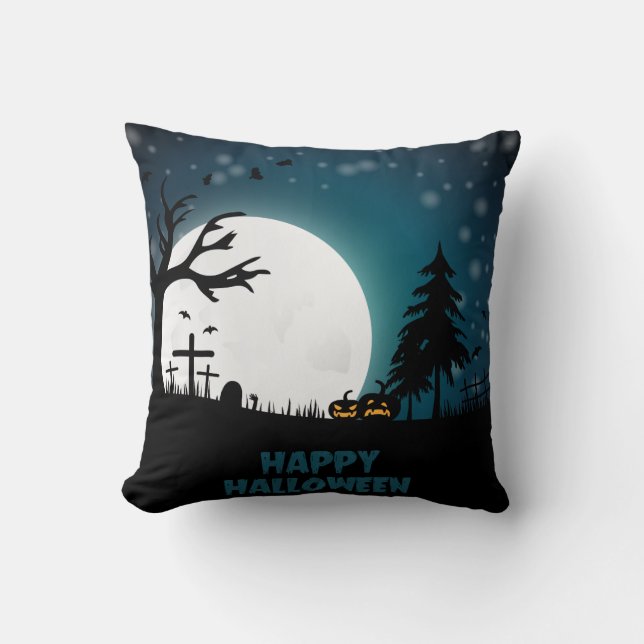 Cojín Decorativo Calabazas de Halloween góticas antiguas (Anverso)