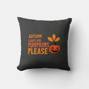 Cojín Decorativo Calabazas De Hojas De Otoño Por Favor Calabaza De