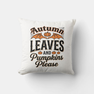 Cojín Decorativo Calabazas de Hojas de Otoño Por Favor Vintage Otoñ