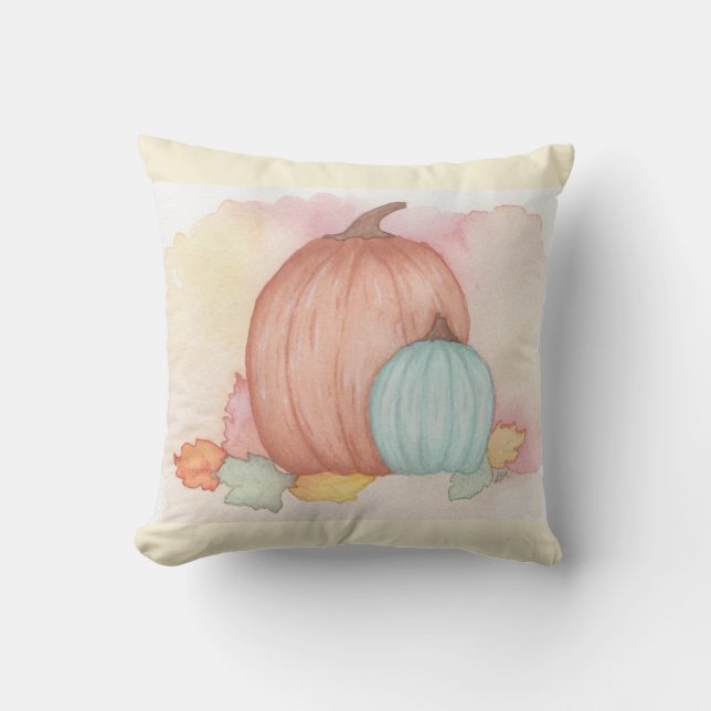 Cojín Decorativo Calabazas de otoño y hojas (Anverso)