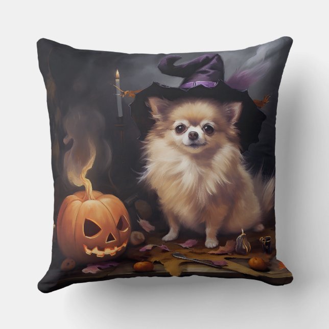 Cojín Decorativo Calabazas de Pomerania Temen Halloween (Reverso )