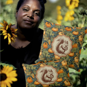 Cojín Decorativo Calabazas de William Morris con ardilla