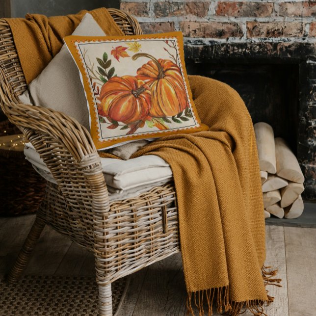 Cojín Decorativo Calabazas dejan caer arte otoñal (Subido por el creador)