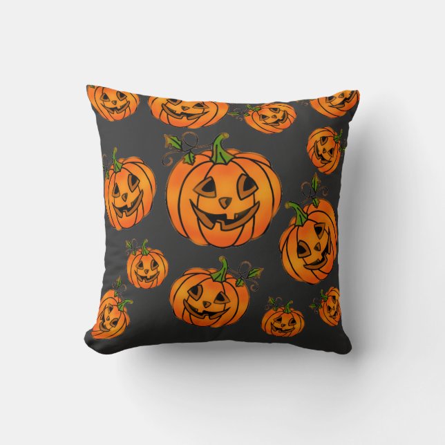 Cojín Decorativo Calabazas delantales de Halloween (Anverso)