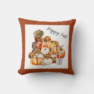 Cojín Decorativo Calabazas Felices de Granja de Otoño