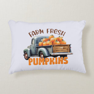 Cojín Decorativo Calabazas frescas de granja - Camión rústico