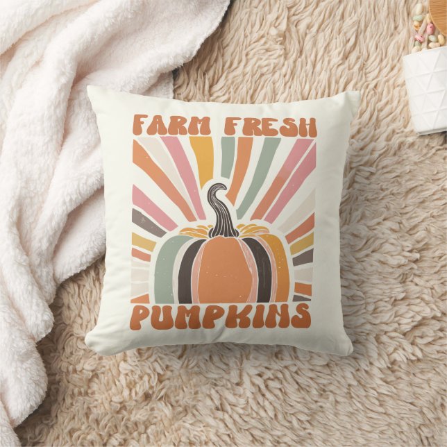 Cojín Decorativo Calabazas frescas de la granja retro (Manta)