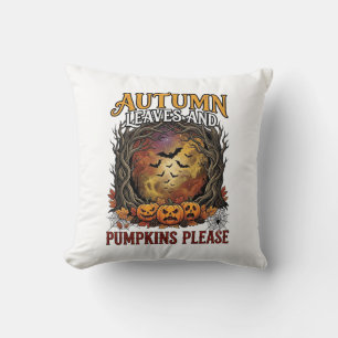 Cojín Decorativo Calabazas Hojas de Otoño Por Favor Halloween Espel