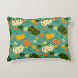 Cojín Decorativo Calabazas, hojas: patrón vegetal otoñal