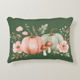 Cojín Decorativo Calabazas, hongos y flores de otoño