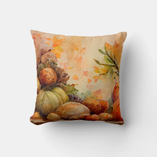 Cojín Decorativo Calabazas Naranjas Rústicas Vintage Cosecha Otoño