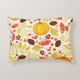 Cojín Decorativo Calabazas otoñales, bellotas, fondo vintage.
