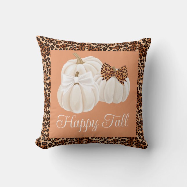 Cojín Decorativo Calabazas otoñales Cuelgan Happy Fall (Anverso)