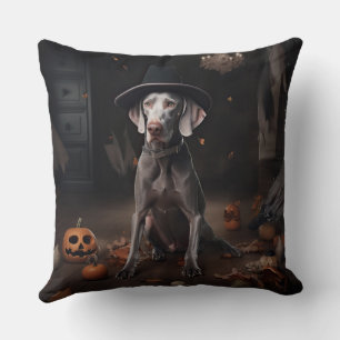 Cojín Decorativo Calabazas Weimaraner Halloween Espeluznantes