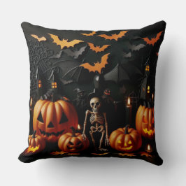 Cojín Decorativo Calabazas y esqueleto