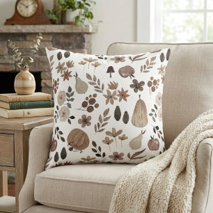 Cojín Decorativo Calabazas y follaje de cosecha otoñal apagadas