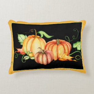 Cojín Decorativo Calabazas y hojas de acuarela