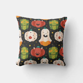 Cojín Decorativo Calabazas y zapallos de Halloween lindos
