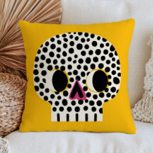 Calavera Amarilla de Halloween con Lunares Lindo E