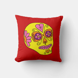 Cojín Decorativo Calavera Azucarada de Lucha Libre