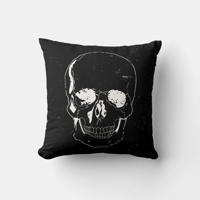 Cojín Decorativo Calavera blanca de Halloween con miedo (Anverso)