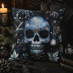 Cojín Decorativo Calavera Botánica Invernal Gótica de Navidad