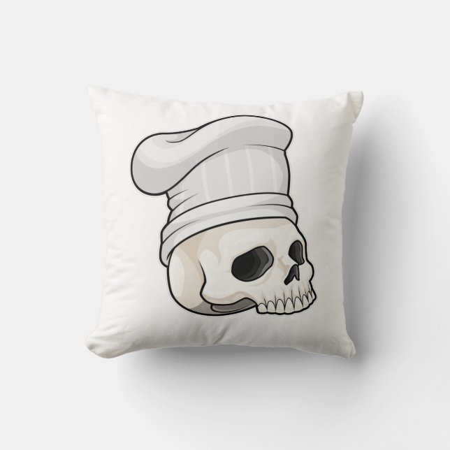 Cojín Decorativo Calavera como cocinar con el gorra del chef (Anverso)