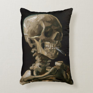 Cojín Decorativo Calavera con cigarrillo encendido Arte de Vincent 