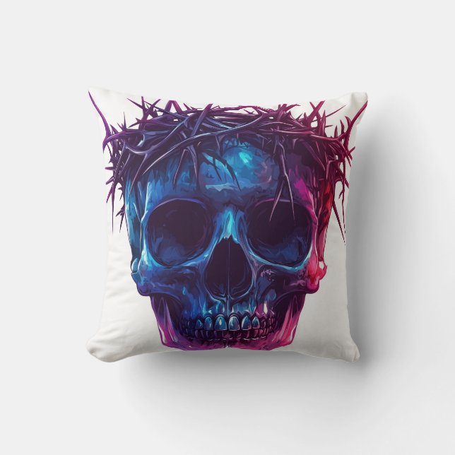 Cojín Decorativo Calavera con Corona de Espinas (Anverso)