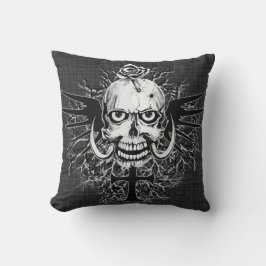 Cojín Decorativo Calavera con Rosa, Cuernos, Cruz, Alas Ilustracion