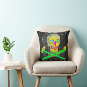 Cojín Decorativo Calavera Cráneo Retro Vintage Letra Mexicana