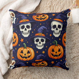 Cojín Decorativo Calavera de algodón y calabaza