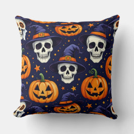 Cojín Decorativo Calavera de algodón y calabaza