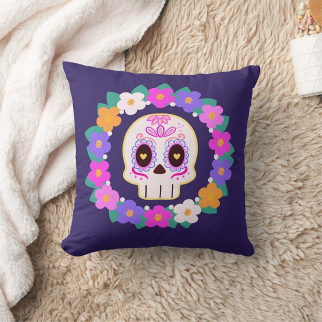 Cojín Decorativo Calavera de azúcar floral (Manta)