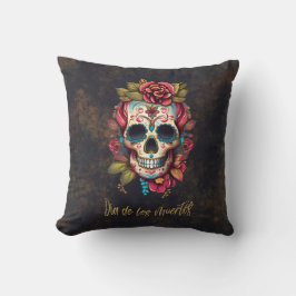 Cojín Decorativo Calavera de azúcar floral Dia de los Muertos Españ