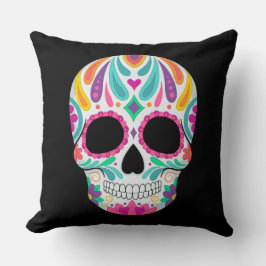 Cojín Decorativo Calavera de azúcar florida