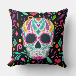 Cojín Decorativo Calavera de azúcar florida